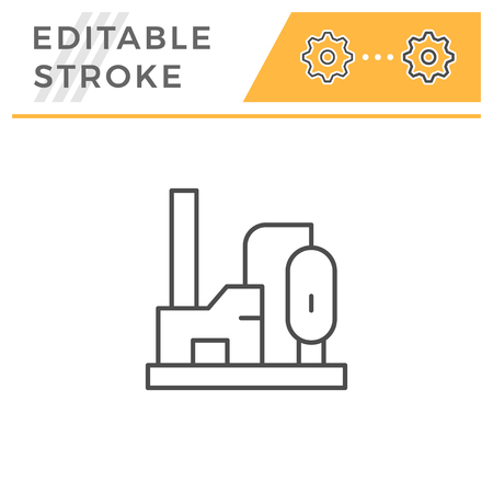 Industrial plant line icon isolated on white. Editable stroke. Vector illustrationのイラスト素材