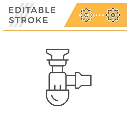 Sewage siphon line icon isolated on white. Editable stroke. Vector illustrationのイラスト素材