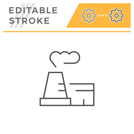 Industrial plant line icon isolated on white. Editable stroke. Vector illustrationのイラスト素材