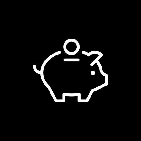 Money box line icon isolated on black. Vector illustrationのイラスト素材