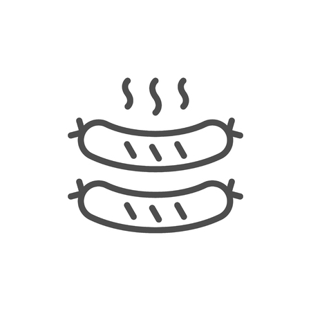 Fried sausages line outline iconのイラスト素材