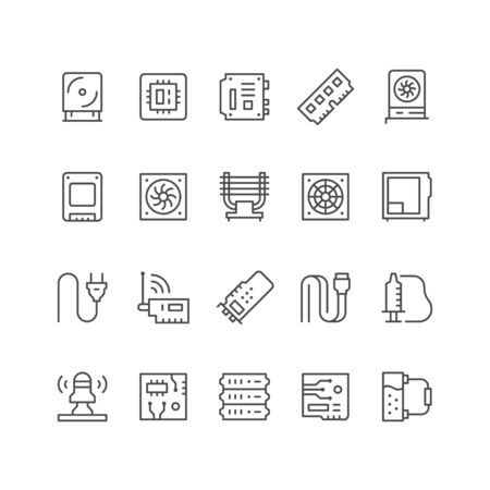 Set line icons of computer componentsのイラスト素材