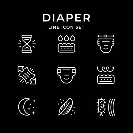 Set line icons of diaperのイラスト素材