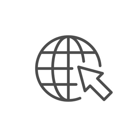 Globe and arrow line outline iconのイラスト素材