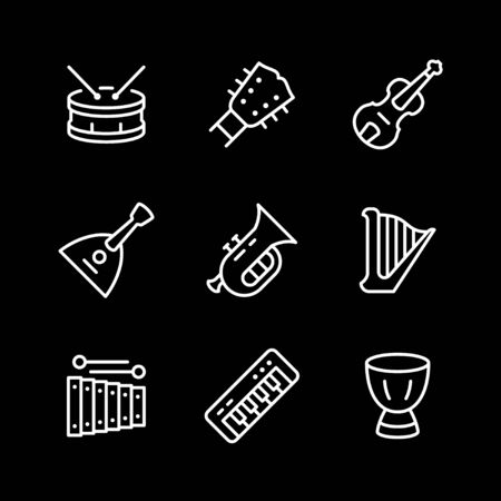 Set line icons of music instrumentsのイラスト素材