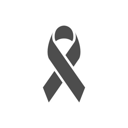 Awareness ribbon line icon isolated on white. Breast cancer and AIDS symbol. Vector illustrationのイラスト素材