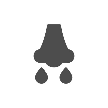 Runny nose icon and flu symbol isolated on white. Vector illustrationのイラスト素材