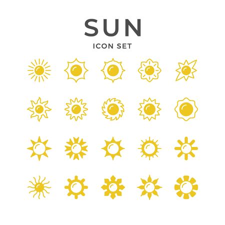 Set glyph icons of sunのイラスト素材