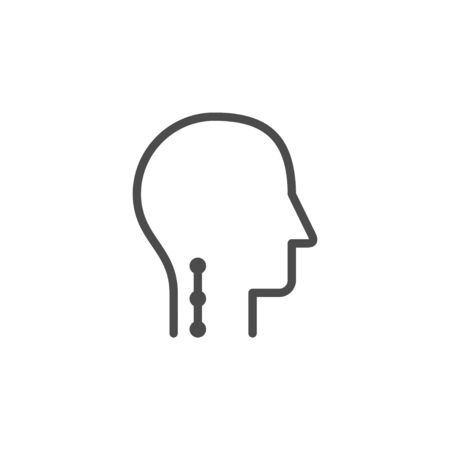 Human neck line outline icon isolated on white. Treatment, therapy and diagnostic spinal. Rehabilitation symbol. Vector illustrationのイラスト素材