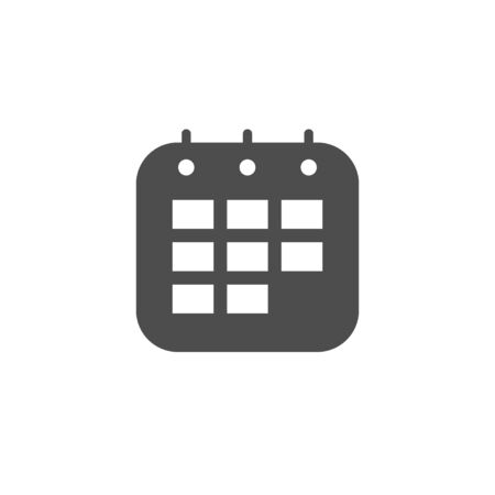 Calendar glyph icon isolated on white. Planner, schedule, deadline concept. Time management. Paper office element. Vector illustrationのイラスト素材