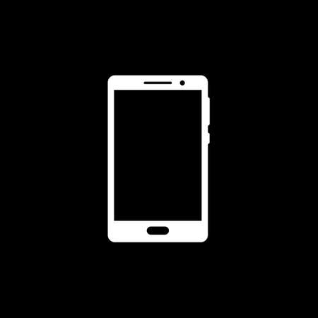 Smartphone or mobile phone icon isolated on black. Vector illustrationのイラスト素材