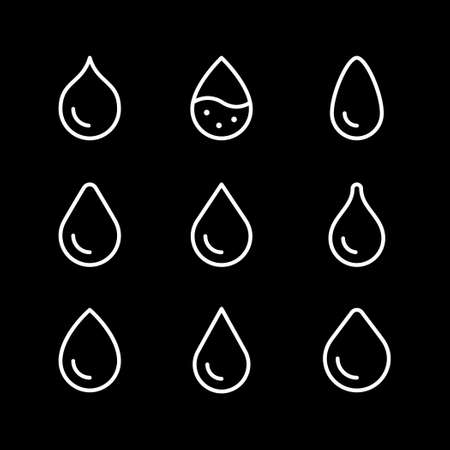 Water drop line outline icon isolated on black. Vector illustrationのイラスト素材