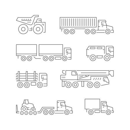 Set line icons of trucksのイラスト素材