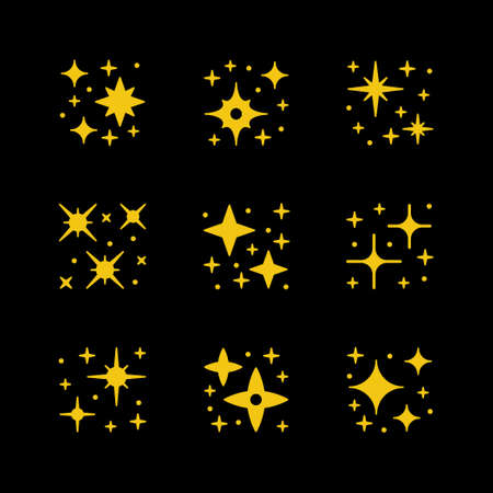 Set yellow icons of sparkling and twinklingのイラスト素材
