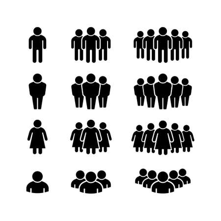 Set glyph icons of people groupのイラスト素材
