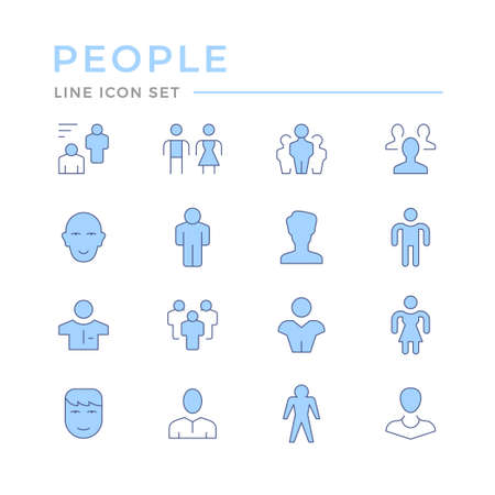 Set color line icons of peopleのイラスト素材