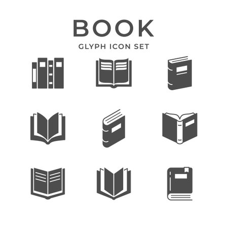 Set glyph icons of bookのイラスト素材