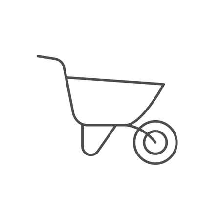 Wheel barrow line outline iconのイラスト素材
