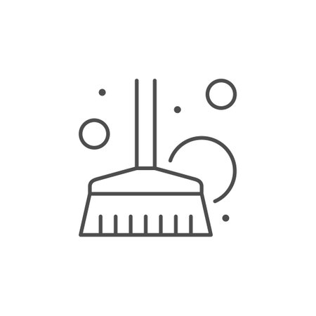 Floor brush line outline icon isolated on whiteのイラスト素材