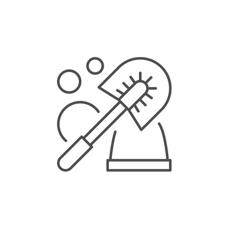 Toilet cleaning line outline iconのイラスト素材