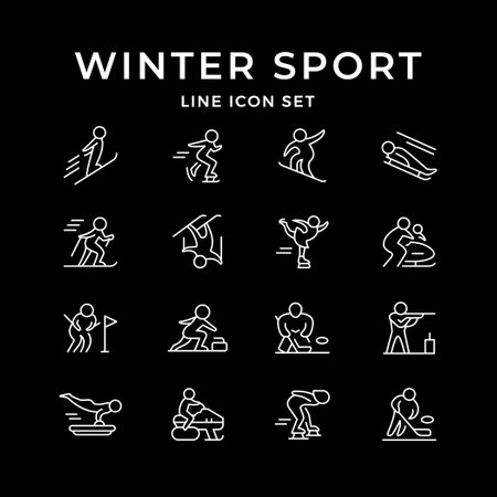 Set line icons of winter sportのイラスト素材