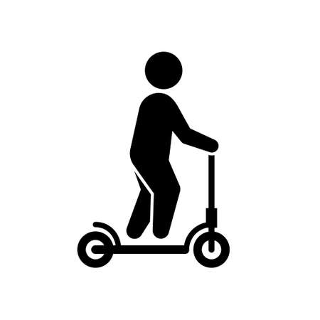 Person on scooter glyph icon isolated on whiteのイラスト素材