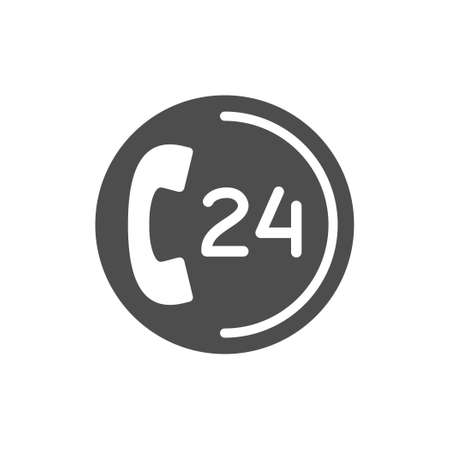 24 hours support service glyph iconのイラスト素材