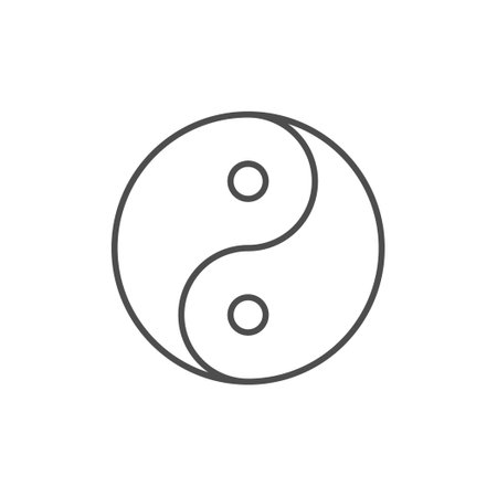 Yin yang line outline iconのイラスト素材