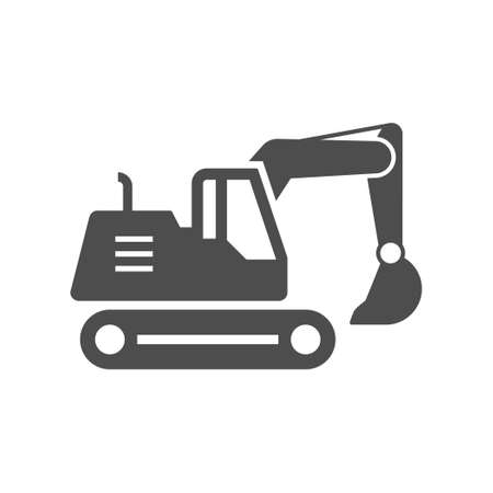 Crawler excavator or tractor glyph iconのイラスト素材