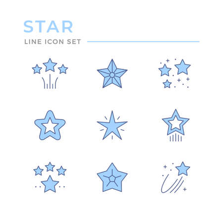 Set color line icons of starのイラスト素材