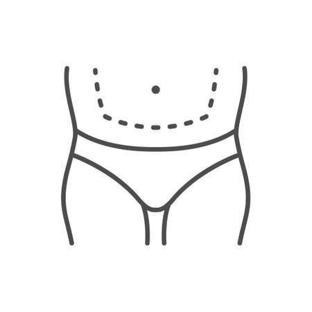 Liposuction procedure line outline icon isolated on whiteのイラスト素材