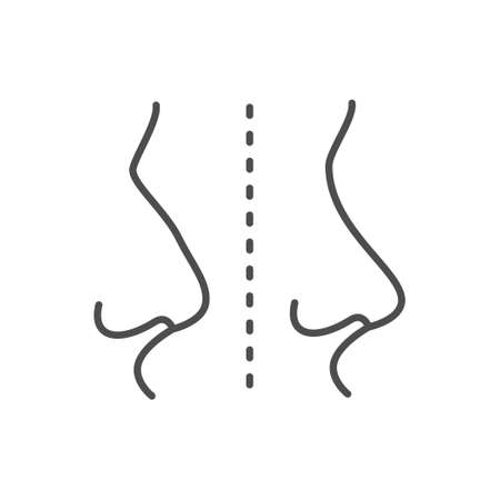 Phinoplasty operation line outline icon isolated on whiteのイラスト素材