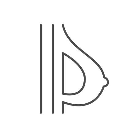Breast enlargement line outline icon isolated on whiteのイラスト素材