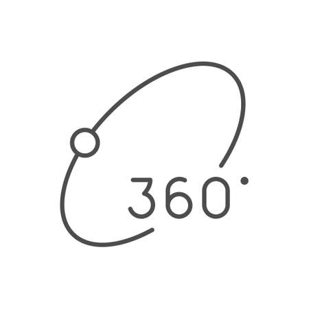 360 degrees rotation line outline icon isolated on white. vector illustrationのイラスト素材