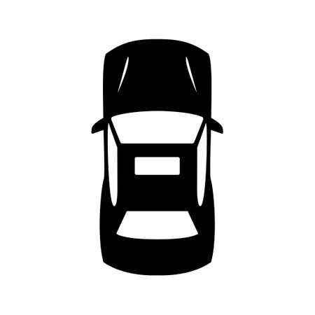 Top view of car glyph icon isolated on whiteのイラスト素材