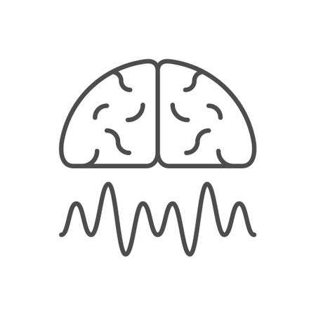 Brain activity line outline iconのイラスト素材