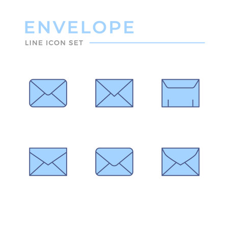 Set color line icons of envelopeのイラスト素材