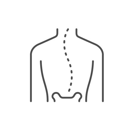 Human scoliosis line outline iconのイラスト素材