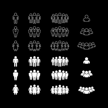 Set line and glyph icons of people groupのイラスト素材