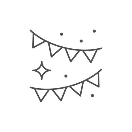 Party flags line outline iconのイラスト素材