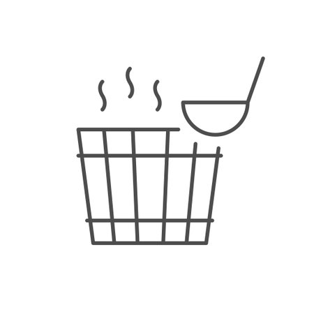 Sauna bucket and scoop iconのイラスト素材