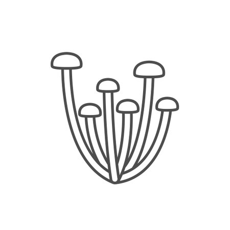 Enokitake mushroom line outline iconのイラスト素材