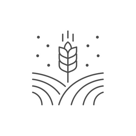 Wheat field line outline iconのイラスト素材