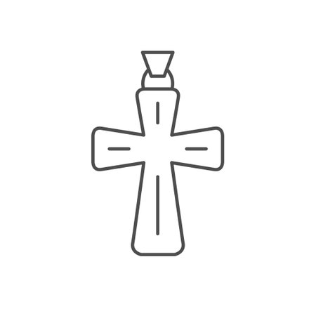 Cross pendant line outline iconのイラスト素材