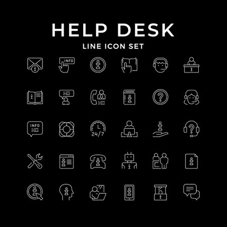 Set line icons of info and help centerのイラスト素材