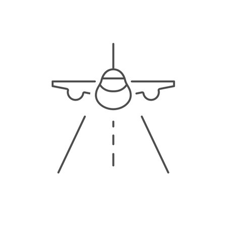 Airplane and runway line iconのイラスト素材