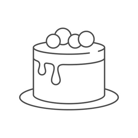 Cake with decoration line icon