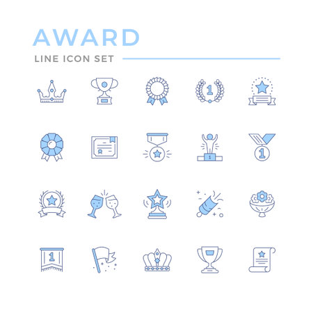 Set color line icons of awardのイラスト素材