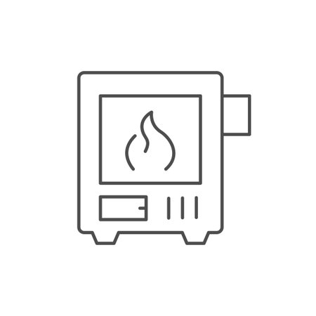 Solid fuel boiler line iconのイラスト素材