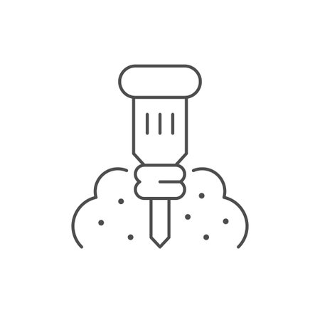 Industrial jackhammer line outline iconのイラスト素材
